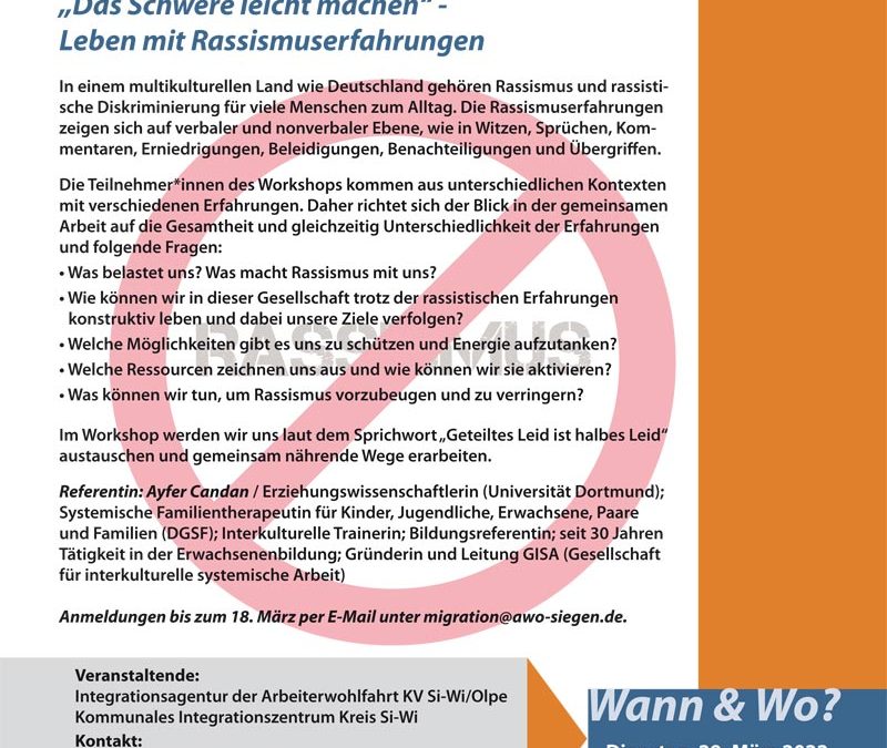 Workshop „Das Schwere leicht machen“ – Leben mit Rassismuserfahrungen